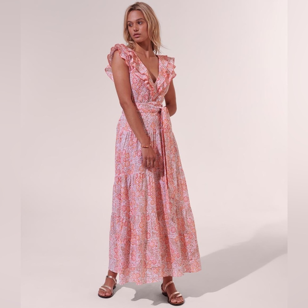 Poupette St Barth Della Long Dress, Pink Ceramique Size L New w/Tag